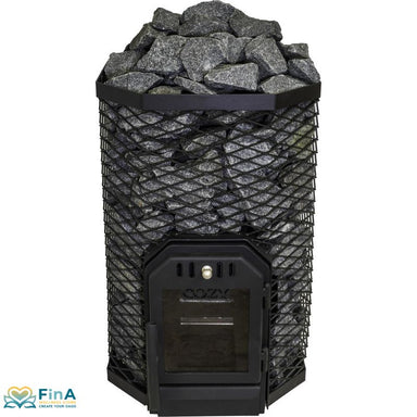 Cozy 12 Saunaofen – Frontalansicht mit Markenprägung und Sichtglas, inkl. FinA Branding