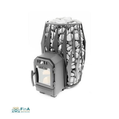 Cozy 12 OG-TW Saunaofen – elegante Rückansicht mit Details zur Ofenwand und Luftzirkulation