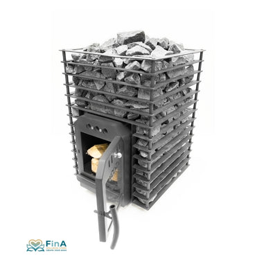 Saunaofen COZY 18 QUATTRO mit Sichtfenster und offener Tür – moderne Kombination aus Funktionalität und Design.