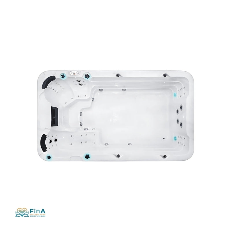 Swim Spa Passion Spas Aquatic 1 – Top-Ansicht des kompakten Trainingspools mit Massagefunktion