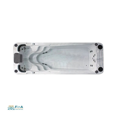 Swim Spa Aquatic 2 von Passion Spas – Top-Ansicht des 6 Meter langen Fitnesspools mit Power Swim Jets