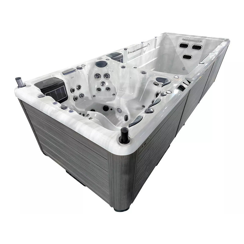 Detail der gleichmäßig gruppierten Massagedüsen – symmetrisch integrierte Jet-Technologie im weißen Acrylbecken