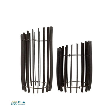 Sauna-Ofenschutz SW H500 & SW H700 – schwarze Designschutzgitter mit vertikalen Stahlstreben