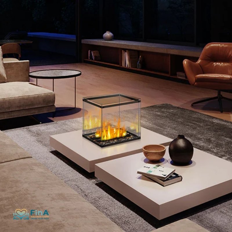 The Flame CUBE 50 in Wohnzimmer-Ambiente