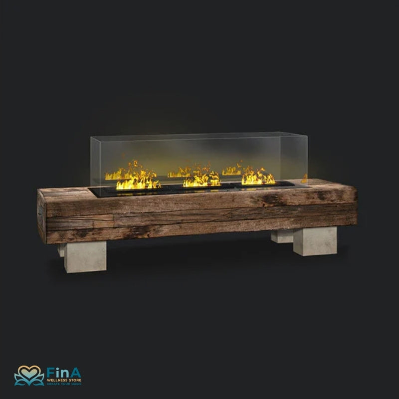 Effektfeuer Railway von The Flame in Schiefer-Holzoptik â edles Ambiente mit tĂ€uschend echtem Flammeneffekt
