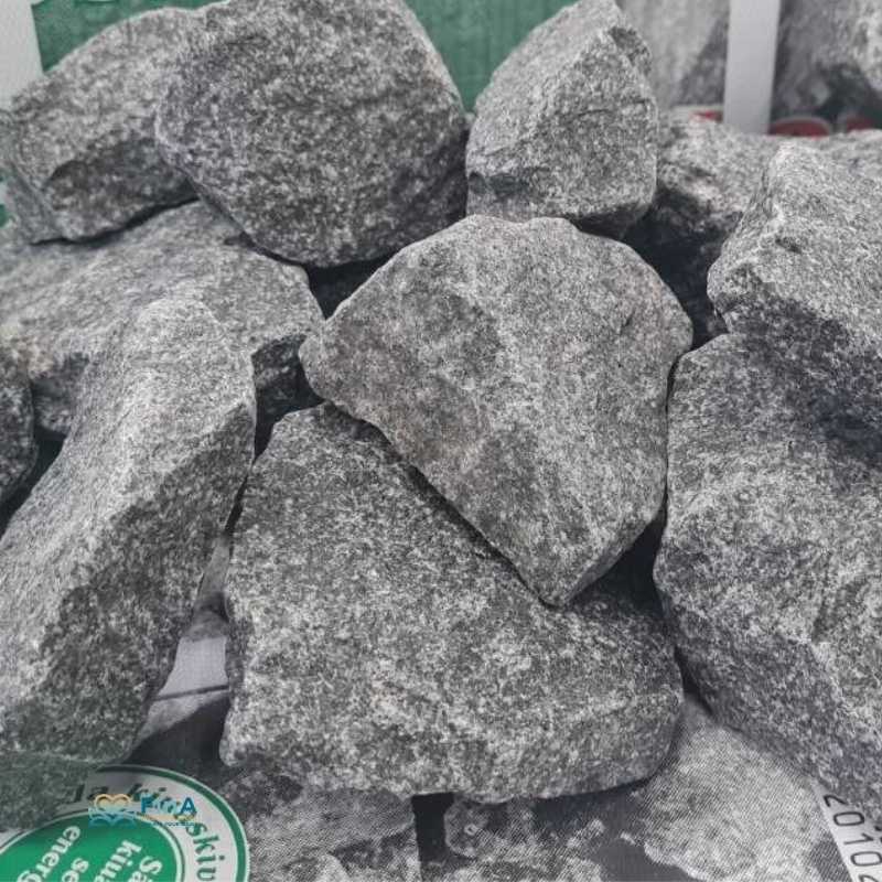 Diabas Saunasteine für Aufgusssauna – 20 kg Paket, ofenfertig und naturbelassen
