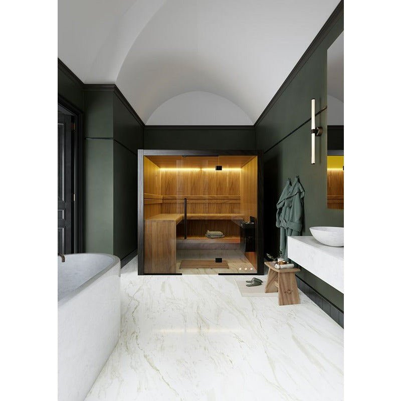 Hekla 210X Luxus-Innensauna mit Holzinterieur im modernen Badezimmer