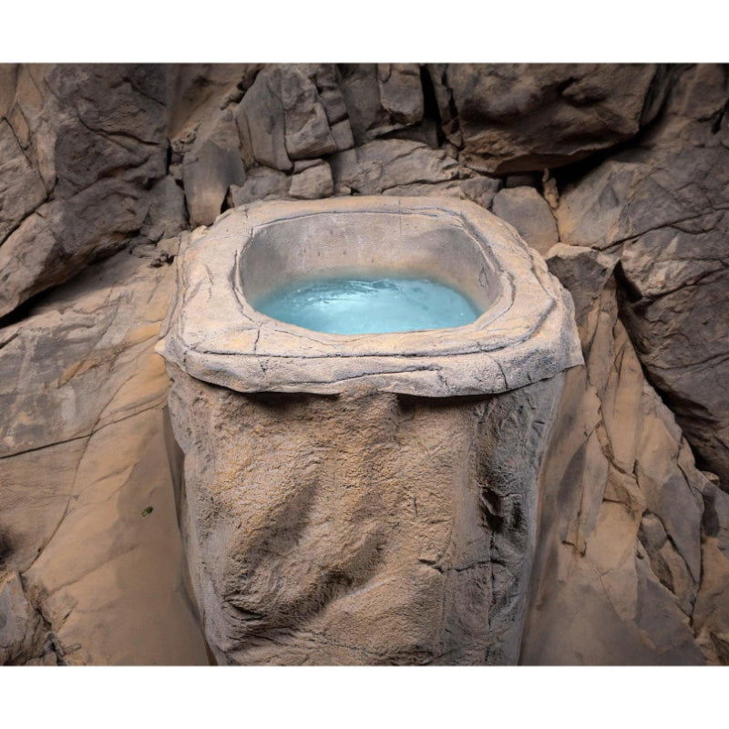 Das Foto zeigt das Eisbad im Freien, umgeben von grüner Landschaft, was seine Wetterbeständigkeit und ästhetische Anpassungsfähigkeit unterstreicht.
