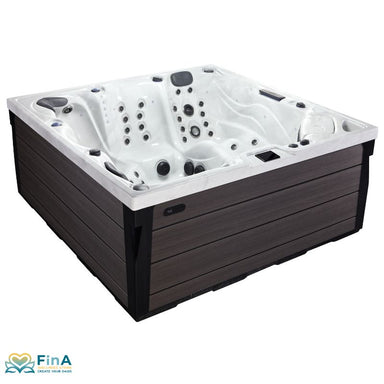 Onyx Whirlpool in Sterling Silver mit dunkelgrauer Außenverkleidung – luxuriöser Outdoor-Spa von Platinum Spas für 5 Personen