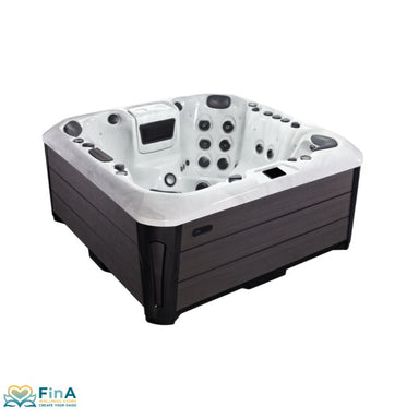 Colombo Premium Whirlpool von Platinum Spas mit sieben Sitzplätzen und stilvoller Holzverkleidung – luxuriöse Lösung für gesellige Wellnessmomente.