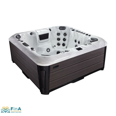 Platinum Spas Oslo Premium Hot Tub mit sieben Sitzplätzen, eleganter Acrylwanne und moderner Holzverkleidung – stilvoller Whirlpool für gesellige Wellnessmomen.