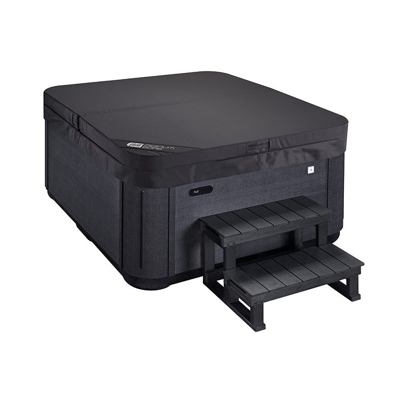 Platinum Spas Palermo Luxury Hot Tub mit passgenauer Thermoabdeckung und Einstiegstreppe – optimaler Schutz und komfortabler Zugang für stilvolle Outdoor-Nutzung.