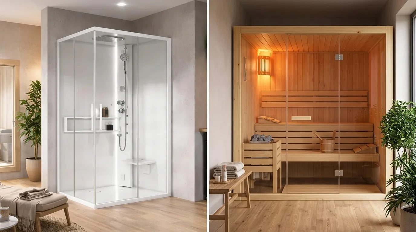 Moderne Dampfdusche oder Sauna in modernen Zuhause