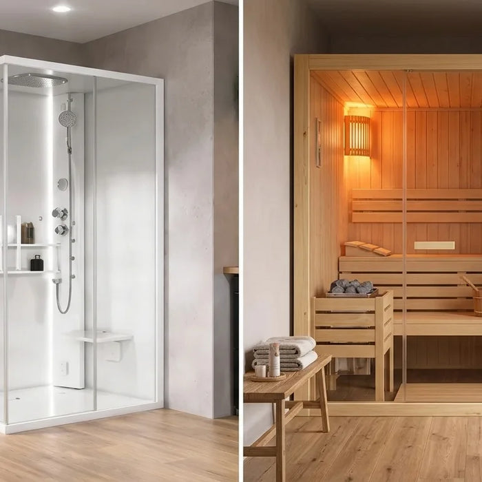 Moderne Dampfdusche oder Sauna in modernen Zuhause