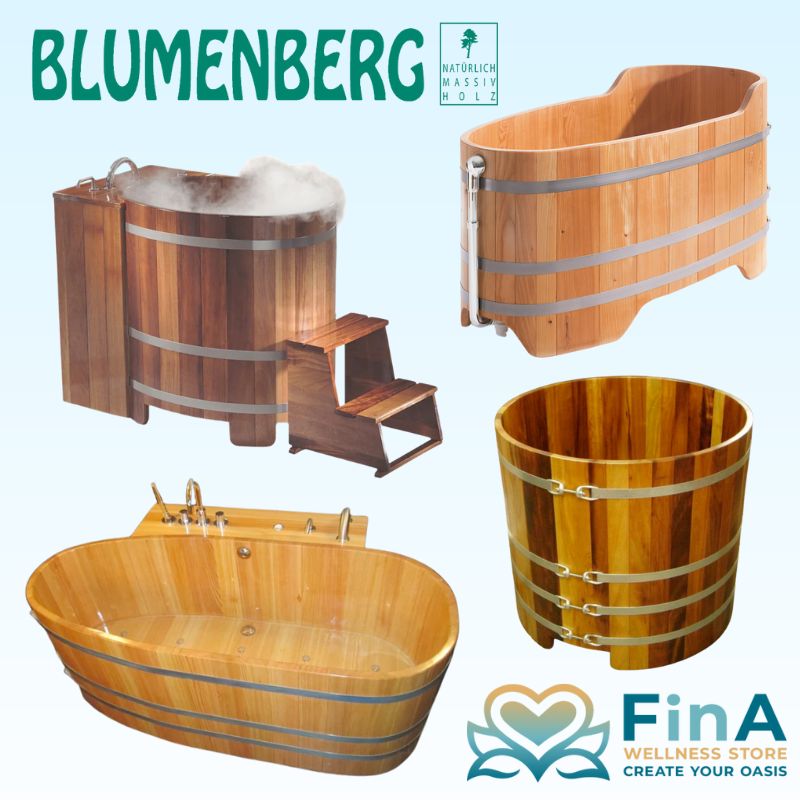 Blumenberg Holzbadewannen Holzwhirlpools Produkte Sammlung im FinA Wellness Store