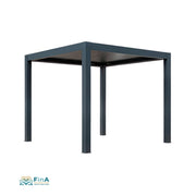 AWT P8 Extreme Pergola von EAGO in Anthrazit mit quadratischem Rahmen und perforiertem Dach, freistehend von vorne