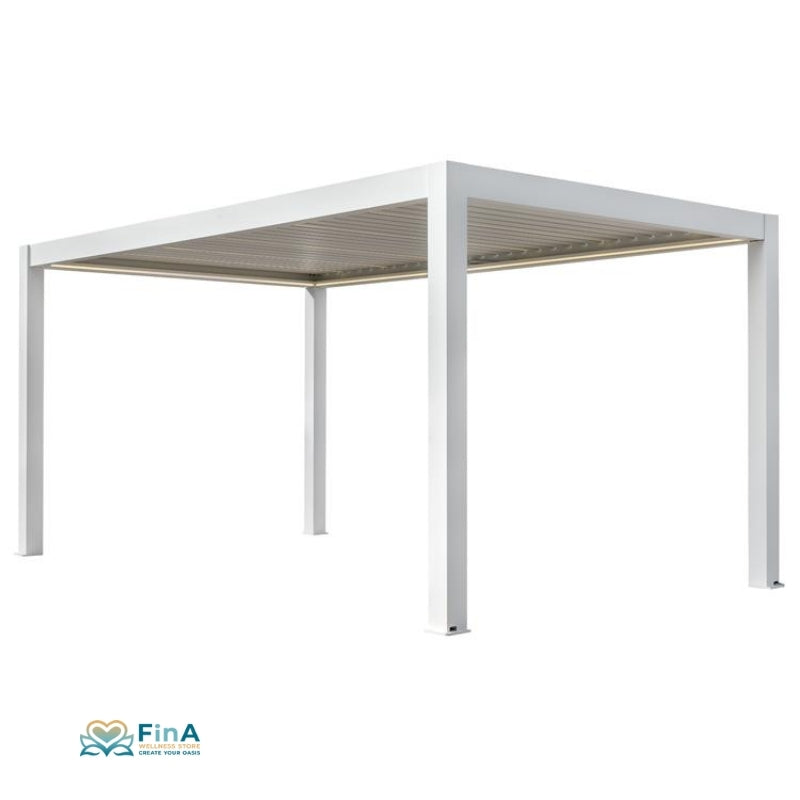 Pergola EAGO P8-3C 3x5 m in extreme weiß – großflächige Überdachung mit verstellbarem Lamellendach
