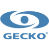 Gecko Unternehmenslogo mit blauem Auge und Wellen-Design