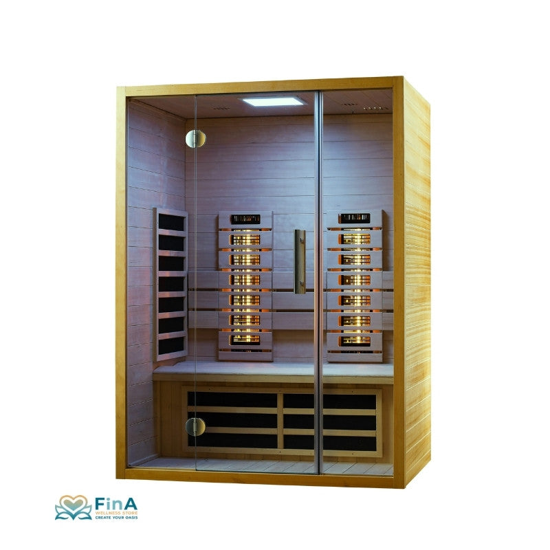 Hochwertige Infrarotkabine Sunlight 140 von VITALhome – stilvolle Wärmekabine mit Carbonstrahlern, ideal für die Wellness-Oase im eigenen Zuhause.