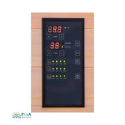 Digitale Steuerung der Infrarotkabine VITALhome Sunlight 155 Ecke mit Temperatur- und Zeiteinstellung.