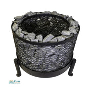 Seitenansicht COZY Saunaofen-Korb rund – leer, schwarz pulverbeschichtet