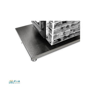 Detailansicht Sauna Schutzunterlage – pulverbeschichteter Stahlboden mit Gummifüßen