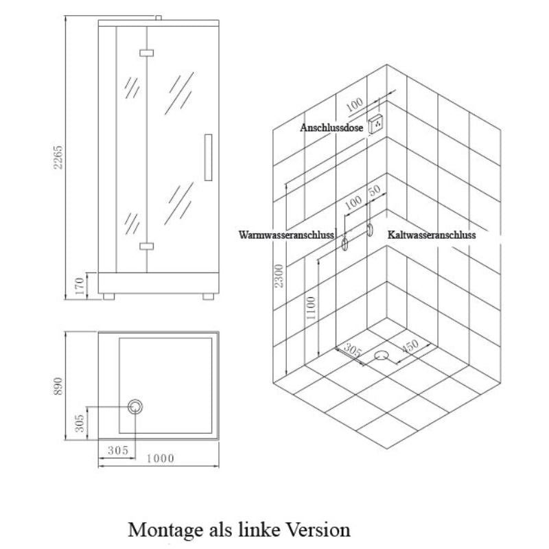 AWT-DZ960F8-Dampfdusche-100x90-mit-4.5kW-Dampfgenerator-Linke-version-produktdatenblatt