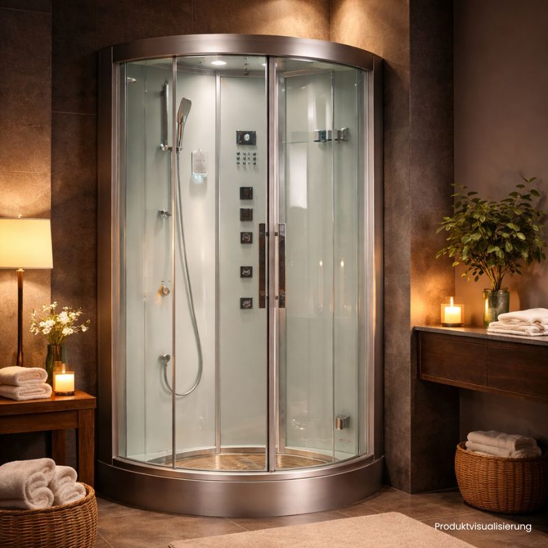 Moderne AWT DZ962F8 Dampfdusche in stilvollem Spa-Ambiente mit sanfter Beleuchtung und klarer Linienführung