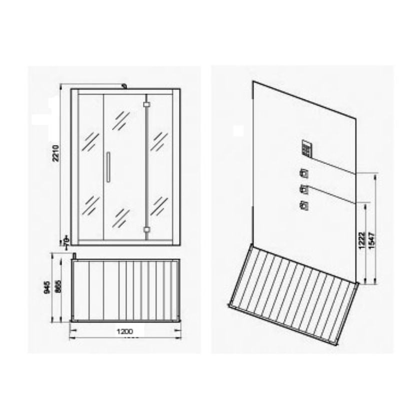AWT DZ972-1F8 Dampfdusche 120x95 mit 4.5kW Dampfgenerator