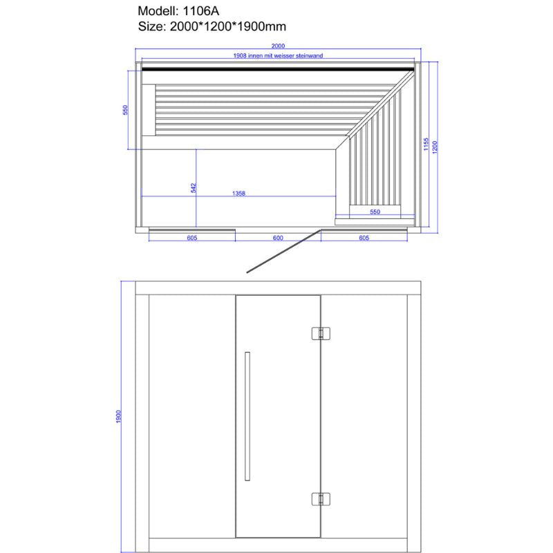 AWT-E1106A-Hemlock-Sauna-200x120-fur-3-Personen-Produktdatenblatt
