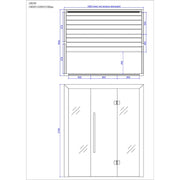 Maßzeichnung der EAGO AWT E1604B Hemlock Sauna 180x150, technische Draufsicht und Frontansicht mit Abmessungen und Inneneinteilung