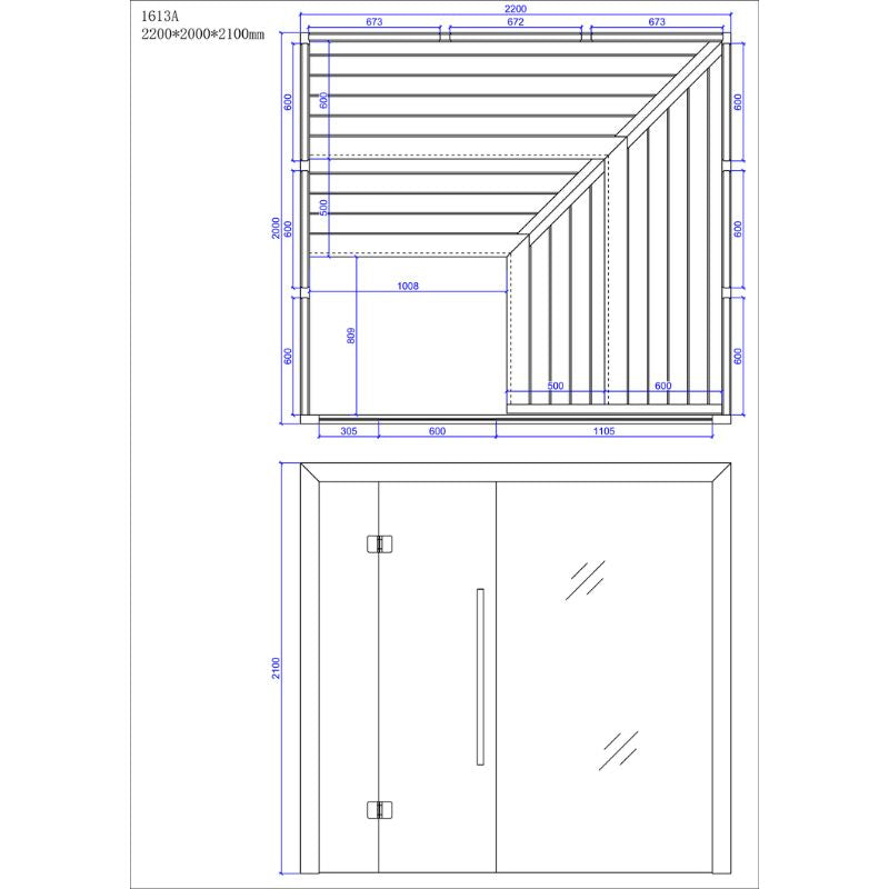 AWT E1613A Hemlock Sauna 220x200 für 4+ Personen