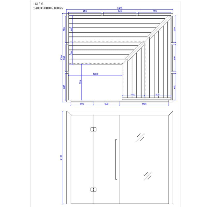 AWT E1613XL Hemlock Sauna 240x200 für 5-6 Personen