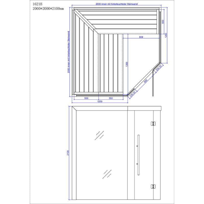 AWT E1621B Hemlock Sauna 200x200 for 4+ Persons 