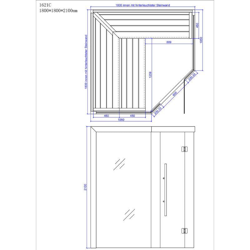AWT E1621C Hemlock Sauna 180x180 für bis zu 5 Personen