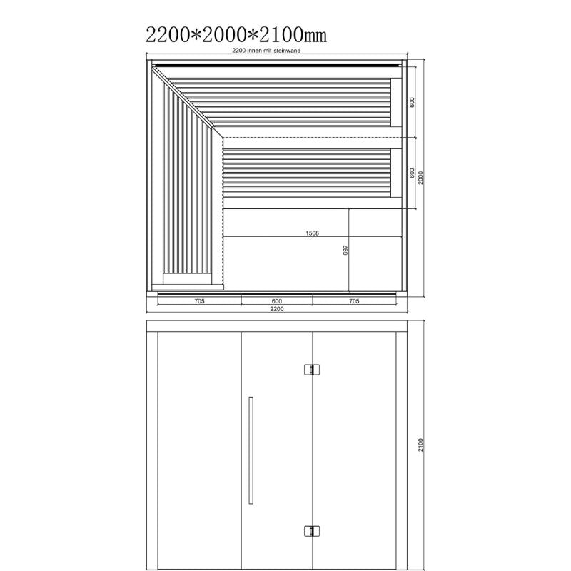 AWT E1622A Hemlock Sauna 220x200 für 4+ Personen
