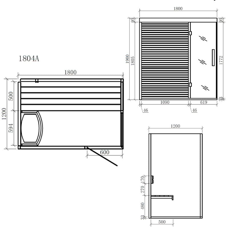 AWT E1804A Pinienholz Sauna 180x120 für 2-4 Personen