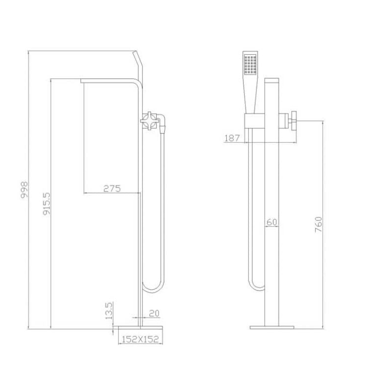 EAGO StoneArt Erfurt 730638 Freestanding Faucet Black 