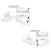 Maßzeichnung EAGO AWT GE105E Whirlpool mit isometrischer Ansicht, Draufsicht und Seitenansichten, 1800x1300x620mm, für 2 Personen