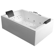 EAGO AWT GE120TSL Whirlpool in Weiß mit integrierten Düsen, schwarzen Kopfstützen und modernem Design für zwei Personen