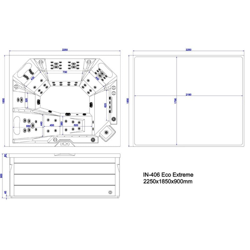 AWT IN-406 extreme pro Outdoor Whirlpool 225x185 für 5-6 Personen