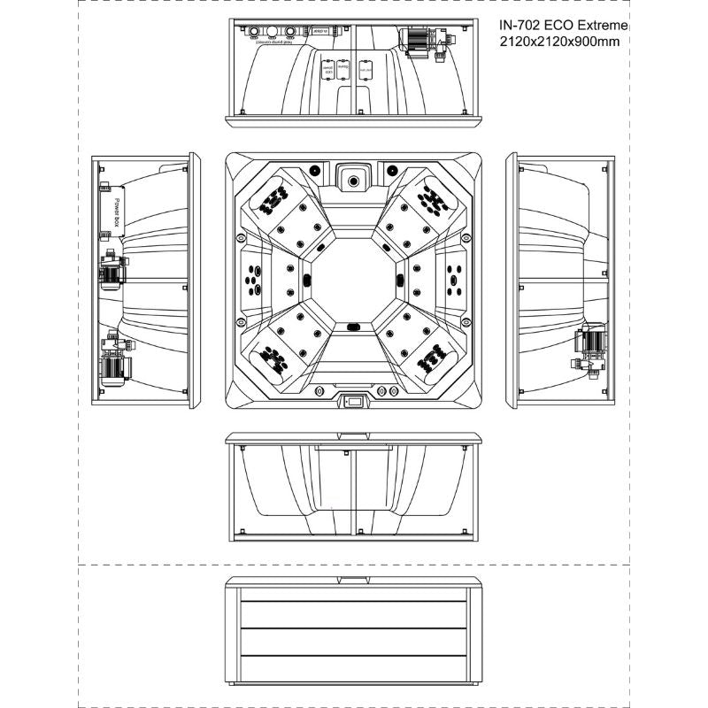 AWT IN-702 extreme outdoor Hot tub 212x212 for 5-6 Persons