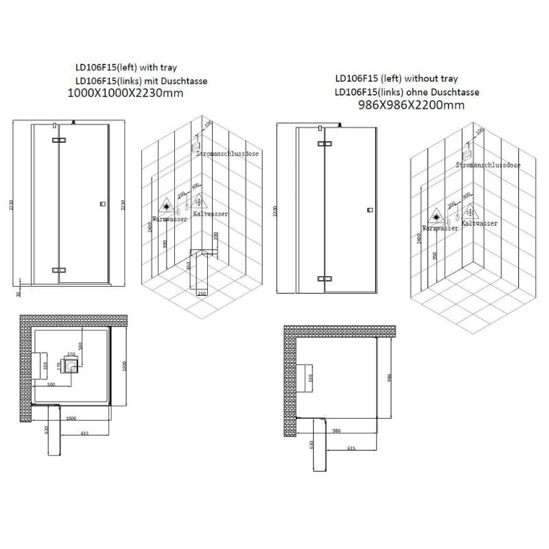 AWT-LD106F15-Dampfdusche-100x100-mit-3-kW-Dampfgenerator-technische-zeichnung-version-links