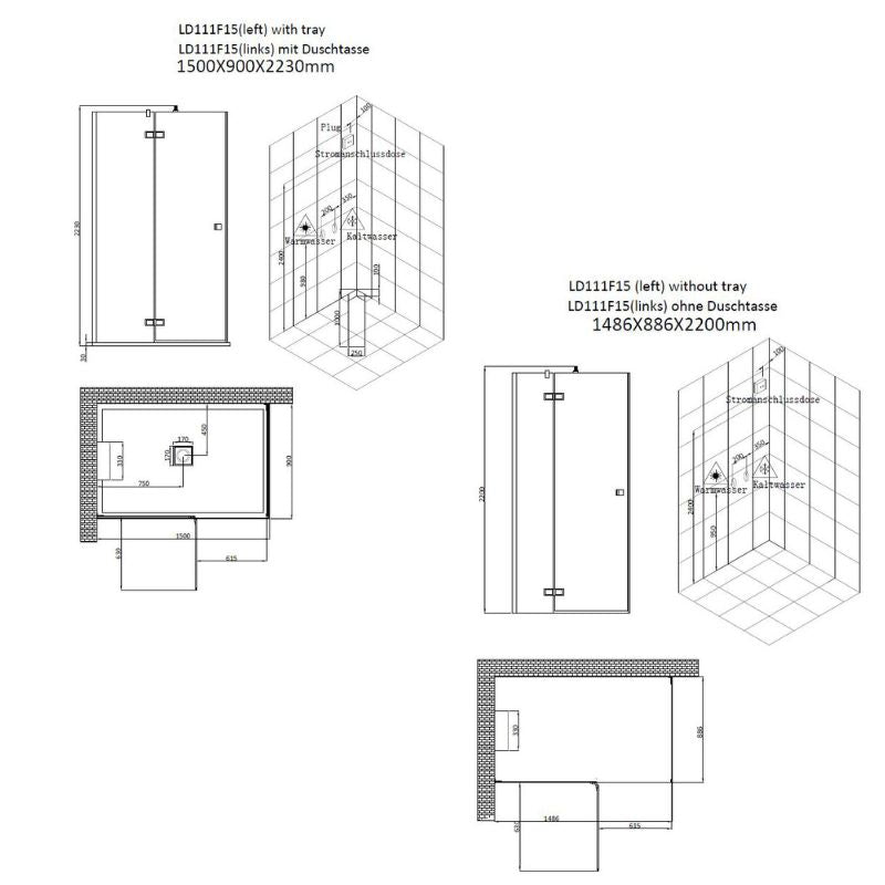 AWT-LD111F15-Dampfdusche-150x90-mit-3-kW-Dampfgenerator-links-mit-duschtasse