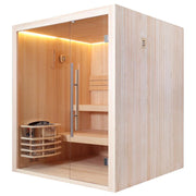 EAGO AWT E1802 Sauna aus Pinienholz mit Glastür, Saunaofen und Holzbänken für 2-4 Personen, beleuchteter Innenraum