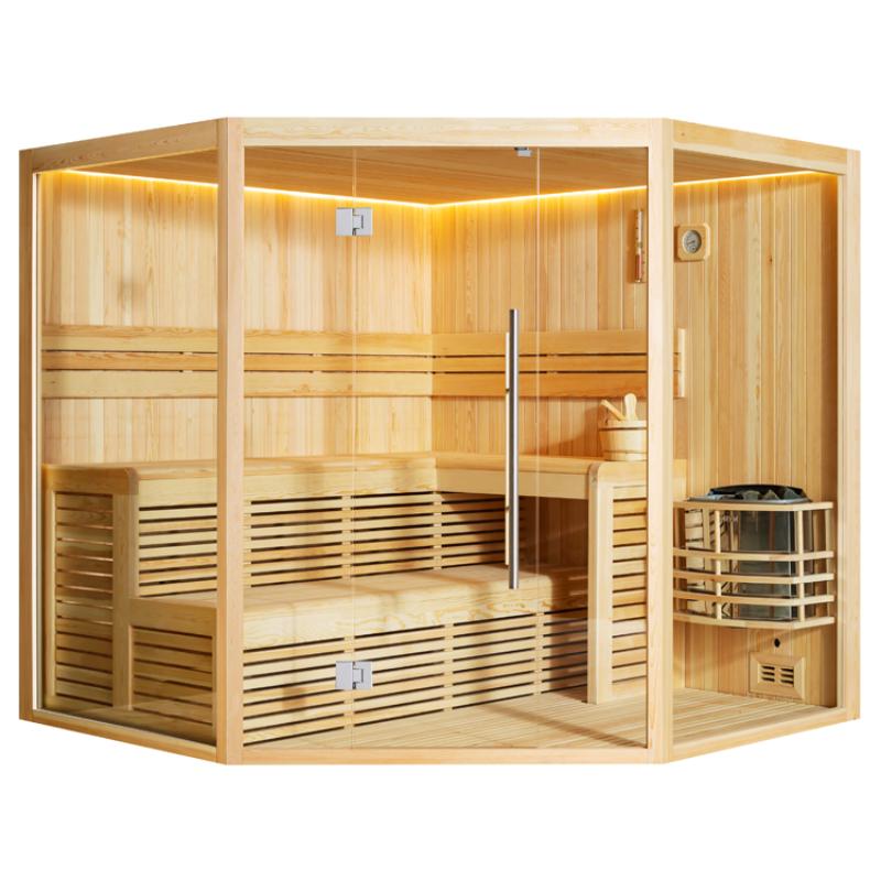 AWT E1806A Pinienholz Sauna 220x220 für 4+ Personen