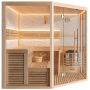 EAGO AWT E1816A Infrarotsauna aus Pinienholz mit Glastüren, Sitzbänken und LED-Beleuchtung für 4+ Personen