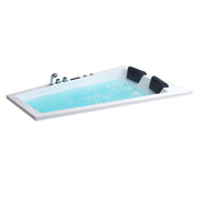 EAGO AWT GE105E Indoor Whirlpool mit türkisblauem Wasser, zwei schwarzen Nackenkissen und digitaler Steuerung auf weißem Rahmen