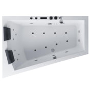EAGO AWT GE105E Whirlpool 180x130 in Weiß mit Massagedüsen, Kopfstützen und Steuerungsblende von oben fotografiert