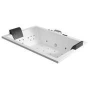 EAGO AWT GE120TSL Whirlpool Badewanne in Weiß mit integrierten Massagedüsen, schwarzen Kopfstützen und digitaler Steuerung für zwei Personen